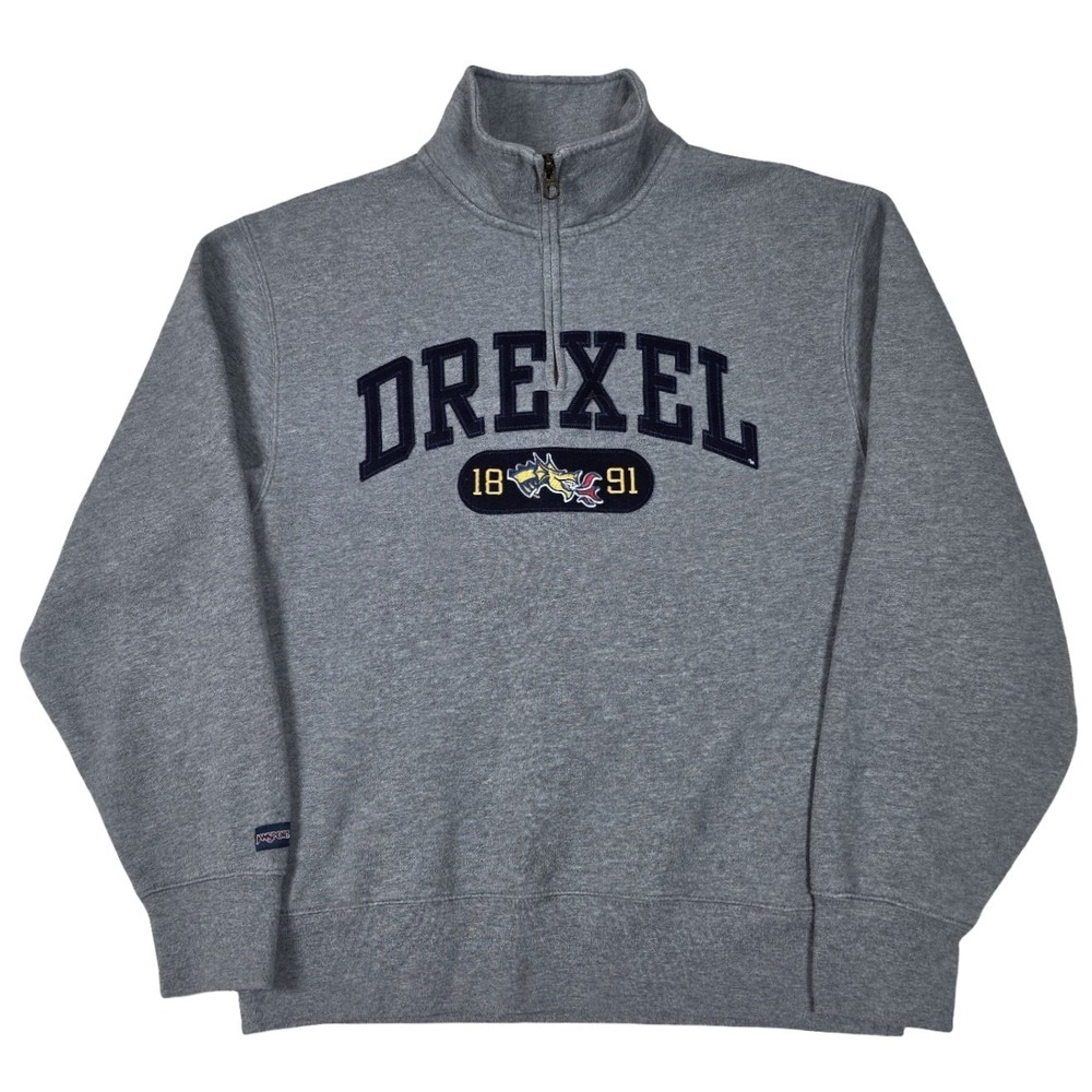 JanSport Drexel University Dragons 1/4 Zip Pullover Heather Gray Mens Size Small